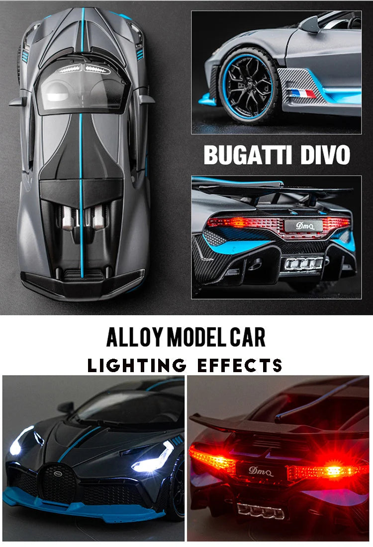 🏎️ Miniatura Bugatti Divo 1:32 MAKEDA – Supercarro Colecionável em Liga Metálica (Diecast)