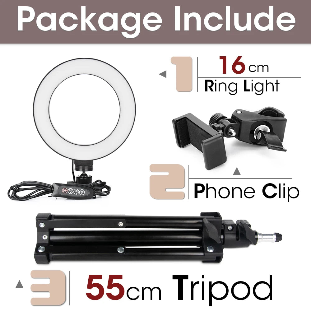 Ring Light LED Lamp com Tripé – Iluminação Profissional para Fotos e Vídeos