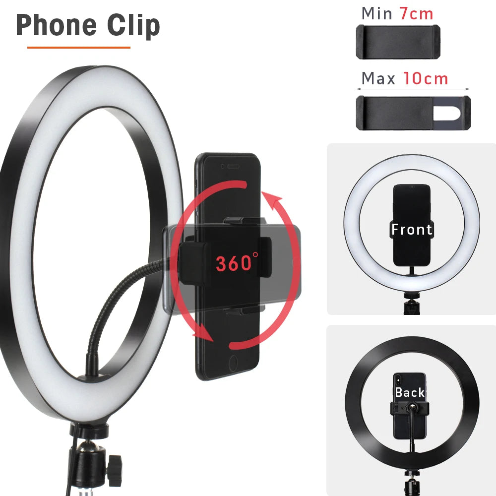 Ring Light LED Lamp com Tripé – Iluminação Profissional para Fotos e Vídeos