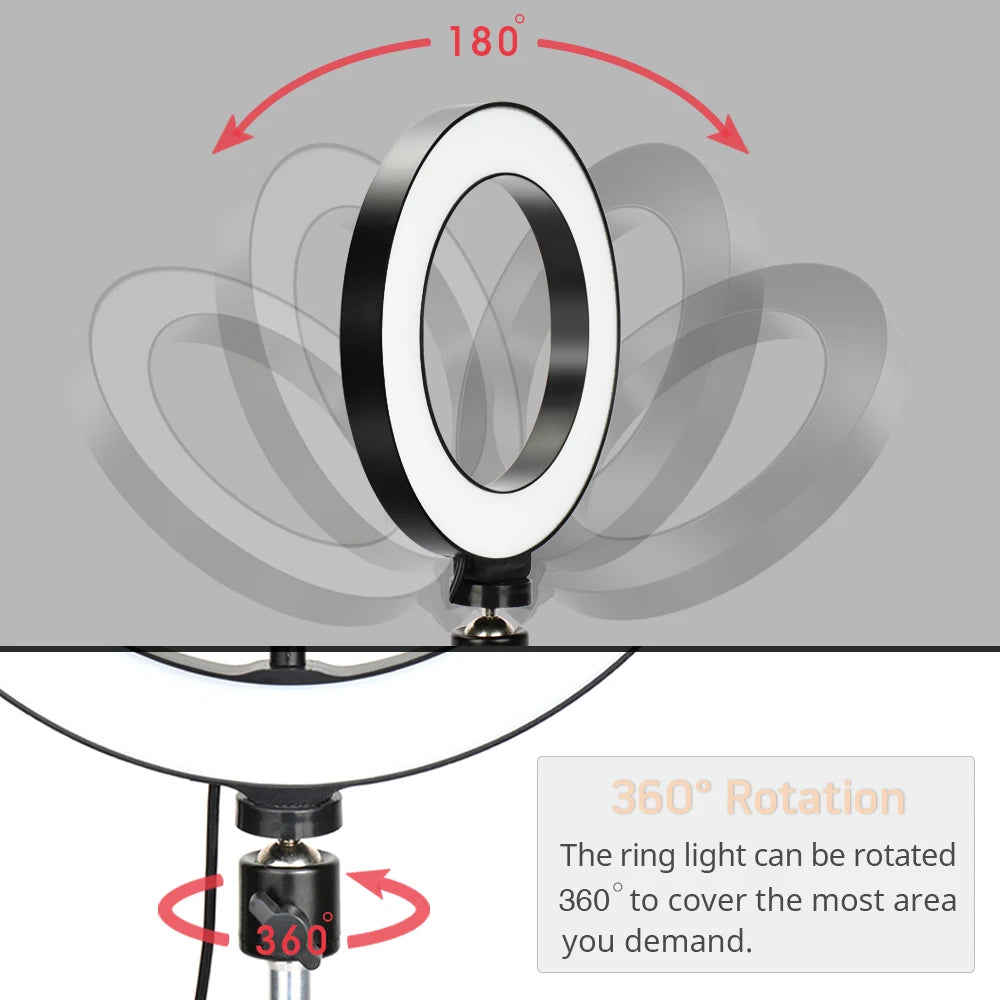 Ring Light LED Lamp com Tripé – Iluminação Profissional para Fotos e Vídeos