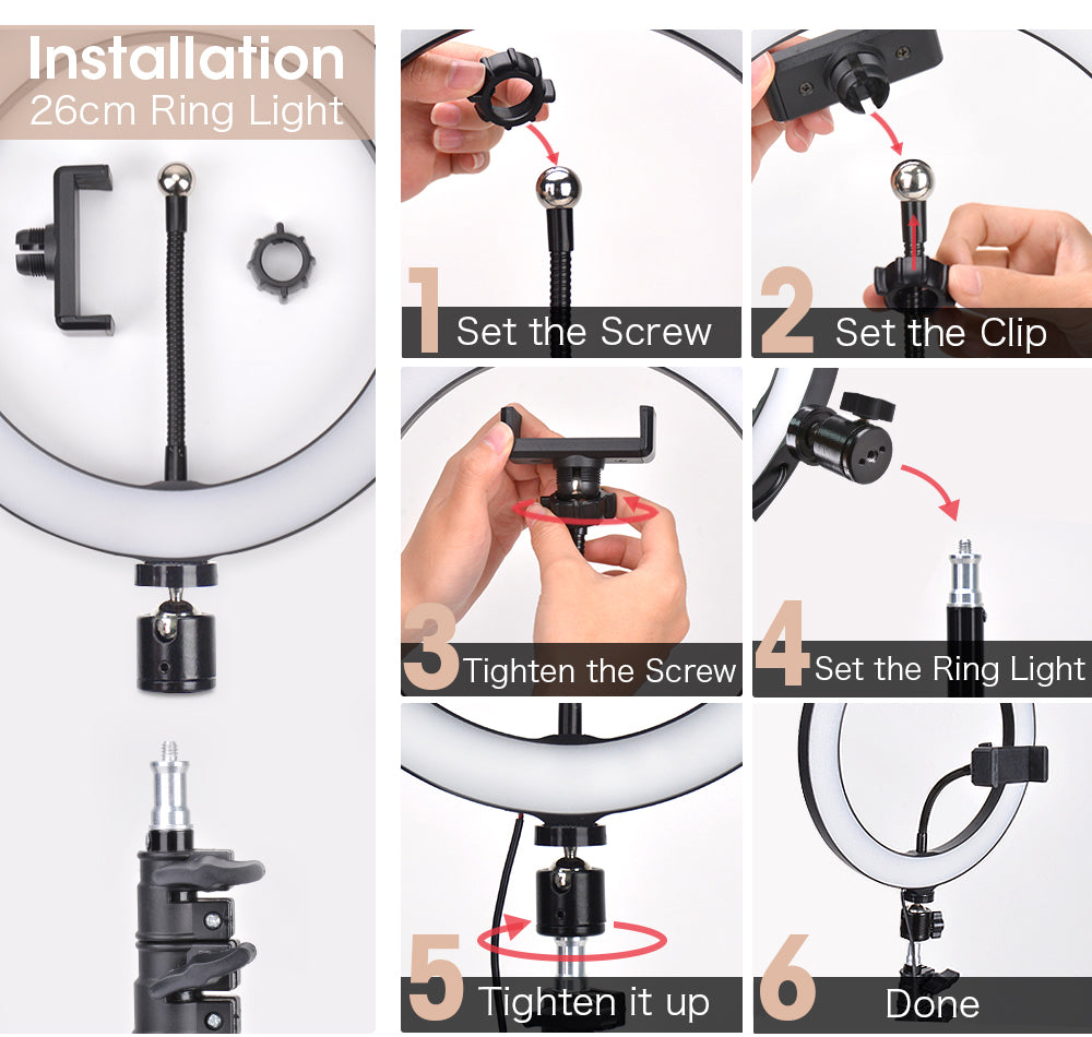 Ring Light LED Lamp com Tripé – Iluminação Profissional para Fotos e Vídeos