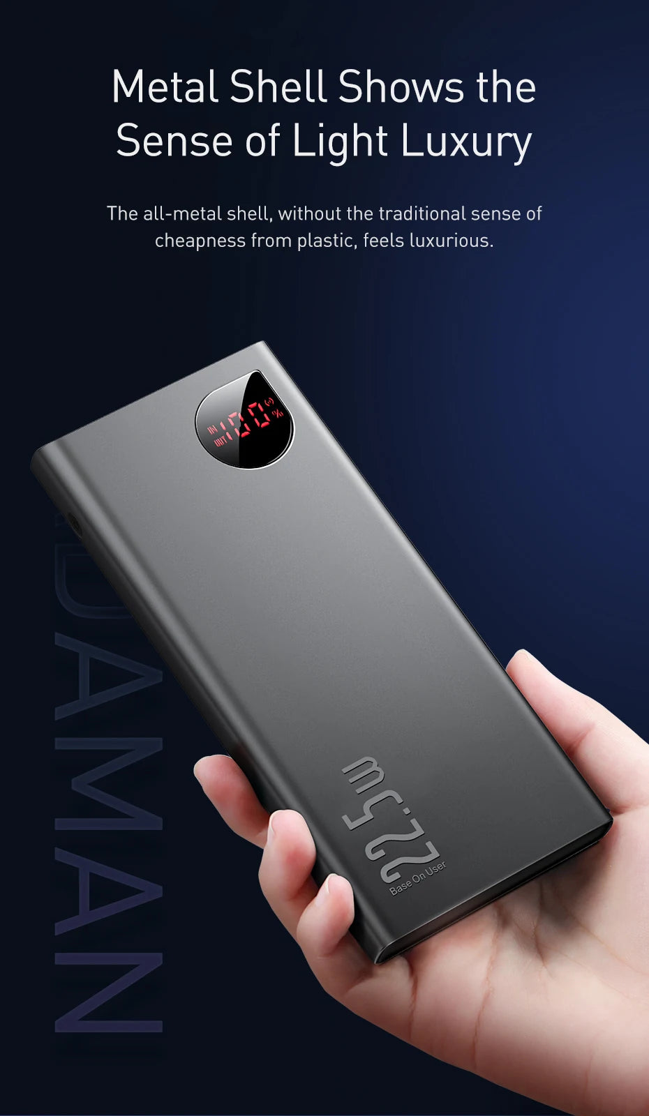 Baseus Power Bank 10000mAh – Energia Sempre ao Seu Alcance!