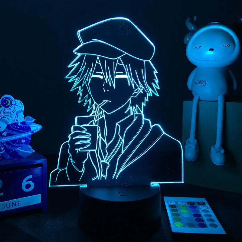 Luminária 3D LED Bungo Stray Dogs – Decoração Anime para Quarto, Presente Criativo