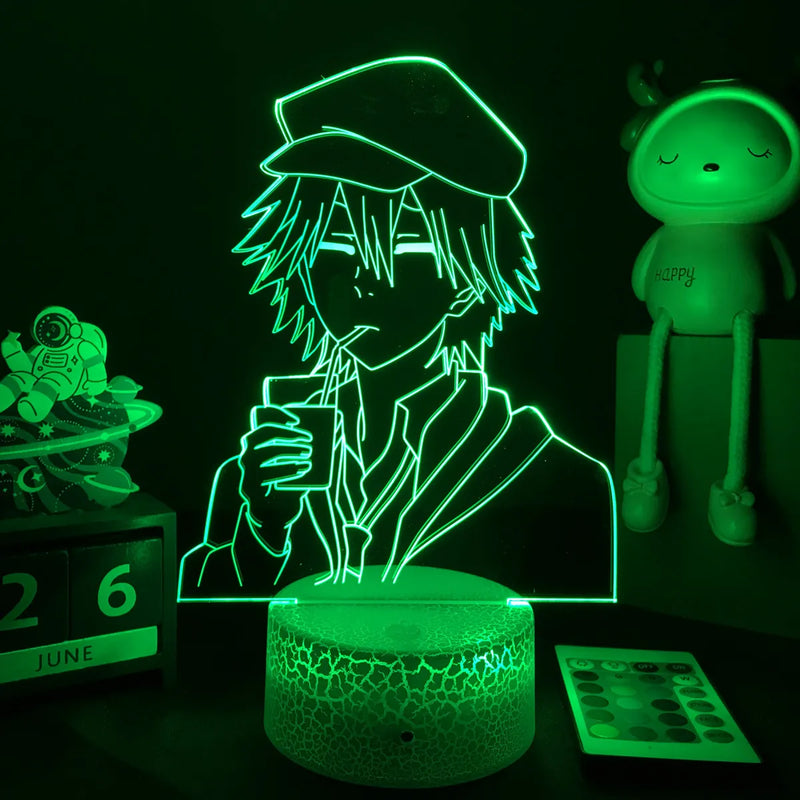 Luminária 3D LED Bungo Stray Dogs – Decoração Anime para Quarto, Presente Criativo