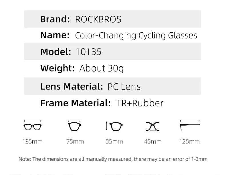 ROCKBROS Óculos Fotocromáticos para Ciclismo – Proteção e Conforto em Qualquer Condição!