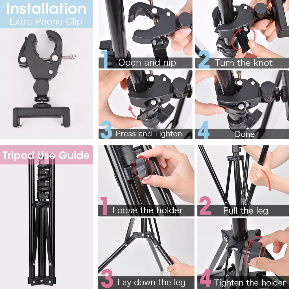 Ring Light LED Lamp com Tripé – Iluminação Profissional para Fotos e Vídeos