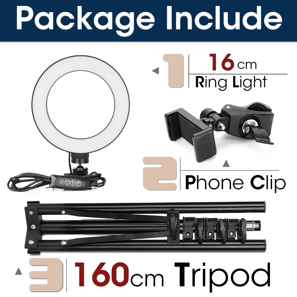 Ring Light LED Lamp com Tripé – Iluminação Profissional para Fotos e Vídeos