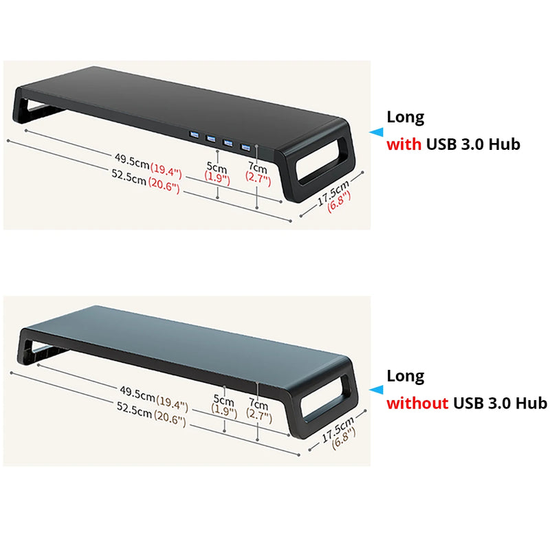 Suporte para Monitor com ou sem Hub USB 3.0 – Elevação Ergonômica e Organização para Desktop