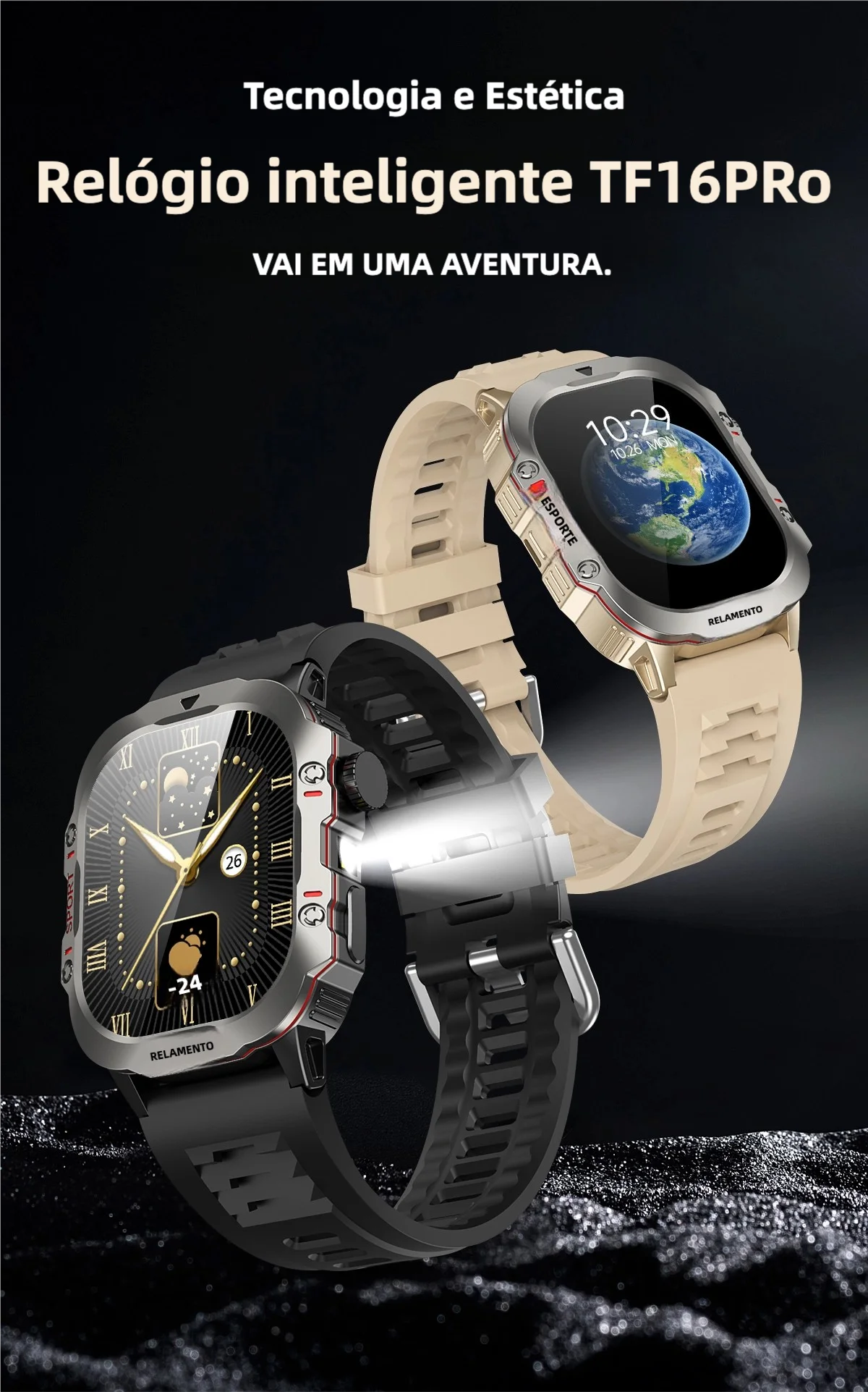 Smartwatch Esportivo 2.01" com Monitor de Saúde e Chamadas Bluetooth