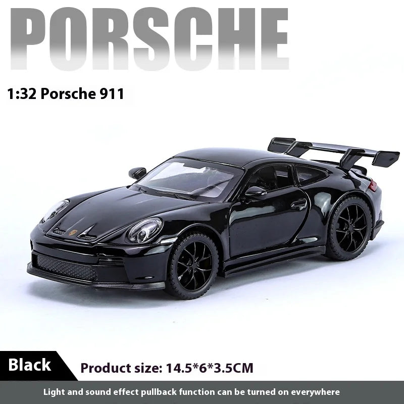 🏎️ Miniatura Porsche 911 GT3 RS 1:32 – Carro Esportivo de Liga Metálica com Som e Luz | Modelo Colecionável | Presente Infantil e Adulto