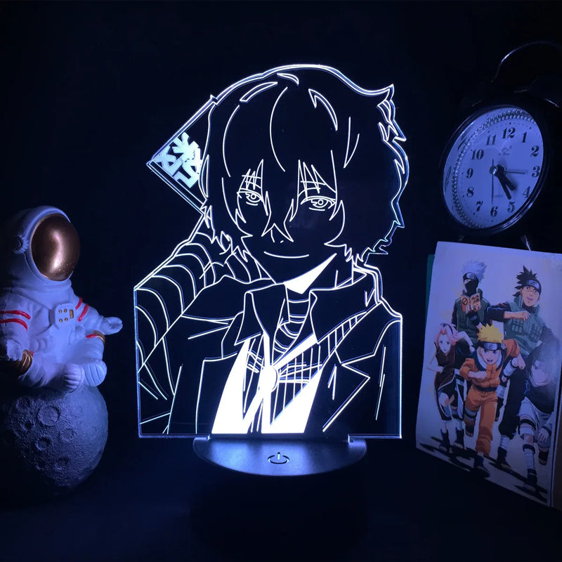 Luminária 3D LED Bungo Stray Dogs – Decoração Anime para Quarto, Presente Criativo