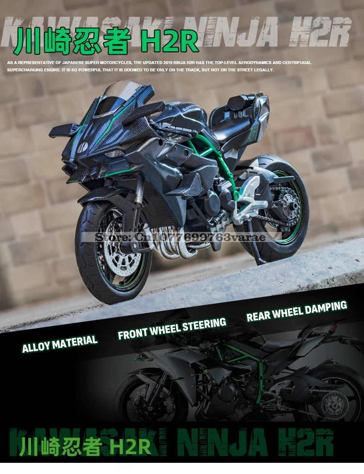 🏍️ Miniaturas de Motos Kawasaki Ninja H2R, Suzuki GSX-R1000 e Yamaha YZF-R1 1:18 MSZ – Modelos Estáticos Colecionáveis (Diecast)