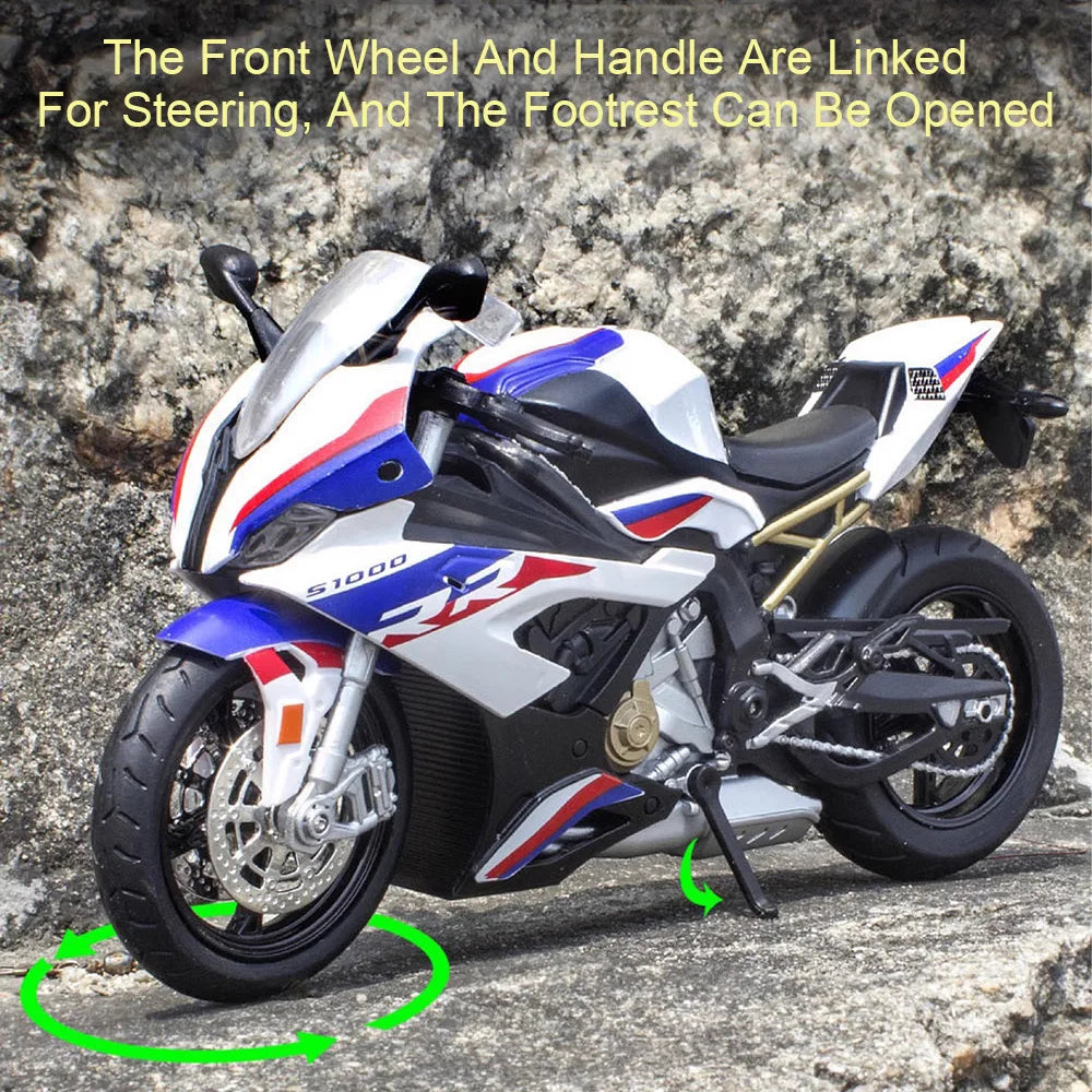 🏍️ Miniatura Moto BMW S1000RR & Kawasaki Ninja H2R 1:12 RMZ City – Modelo Super Esportivo com Luz, Som e Suspensão (Diecast)