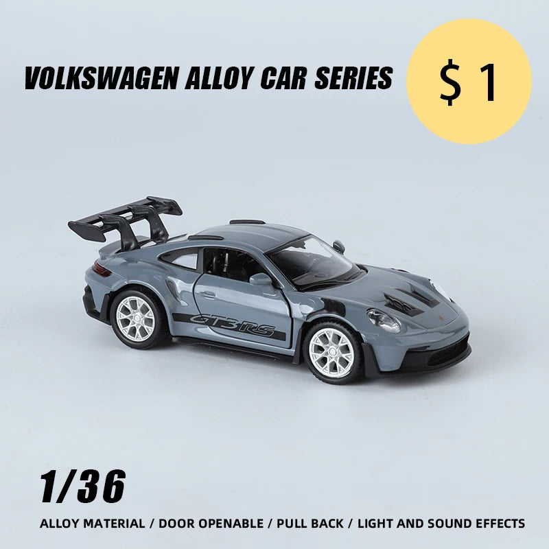 🏎️ Miniatura Porsche 911 GT3 RS 1:36 – Supercarro Esportivo em Liga Metálica com Sistema Pull Back (Diecast)