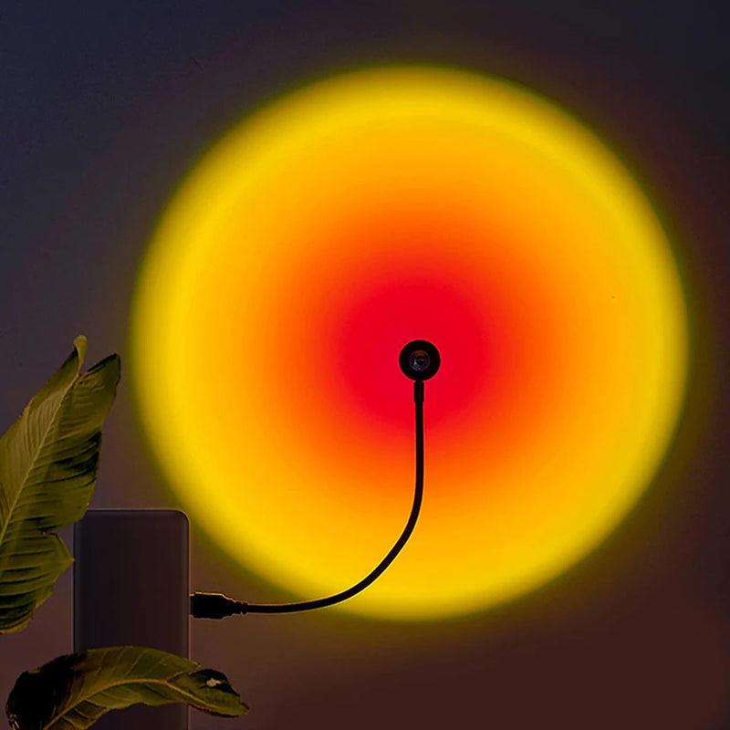 Lâmpada de Pôr do Sol USB - Iluminação LED Arco-Íris para Decoração de Ambiente