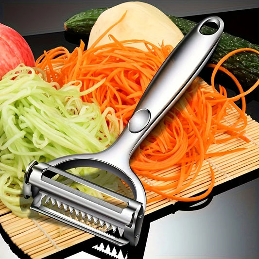 Descascador de Legumes e Frutas de Aço Inoxidável – Lâmina Dupla para Praticidade na Cozinha