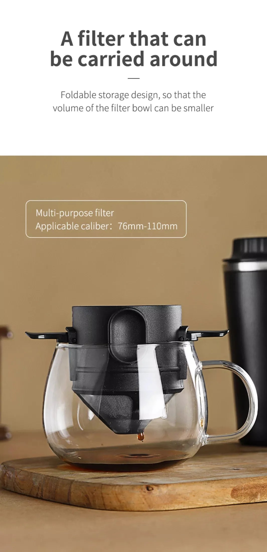 Filtro de Café Portátil em Aço Inoxidável 304 – Reutilizável e Sustentável