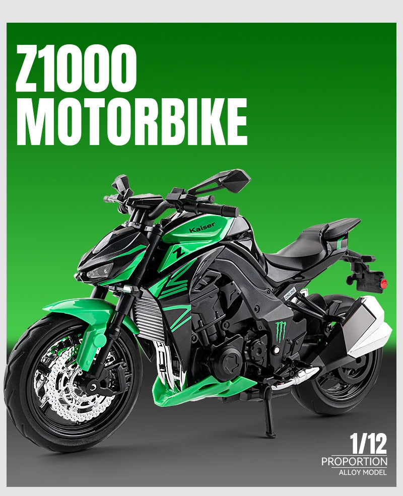 1:12 Kawasaki Z1000 Street Cars Motorcycle Diecast Model Car Alloy Metal With Base Display Collections Hobby Home Decoration Boy