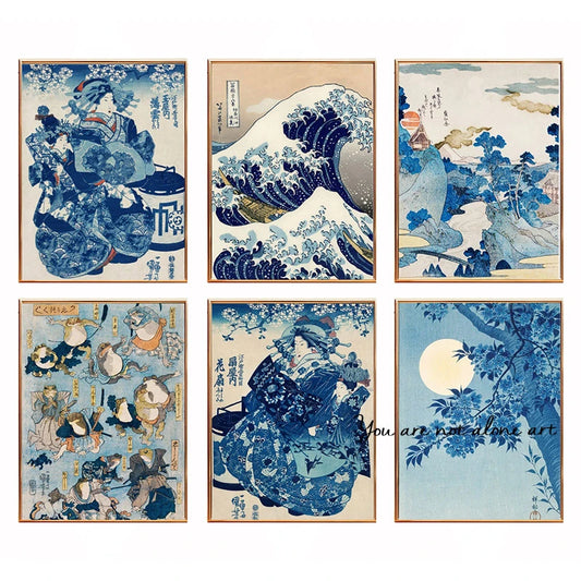 Pôster Vintage Japonês – Arte Clássica de Katsushika Hokusai e Utagawa Kuniyoshi