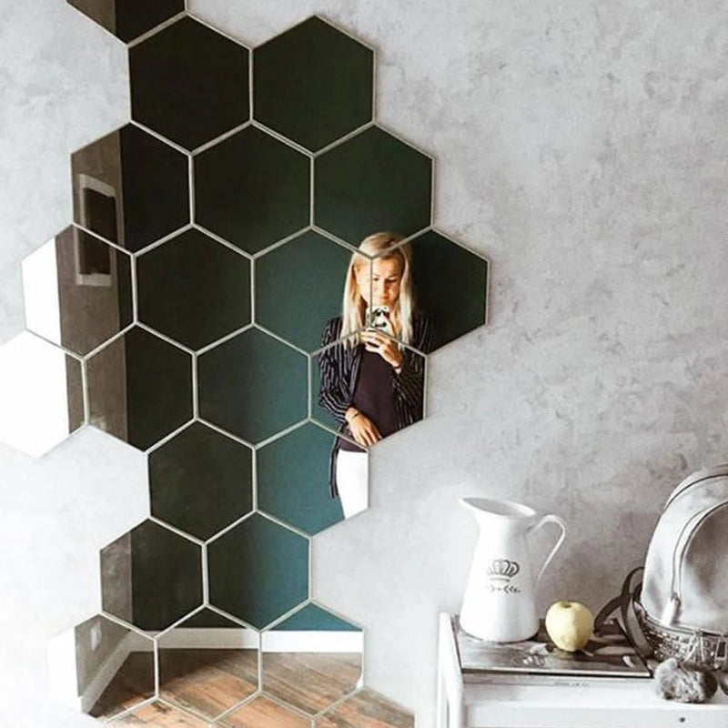 Adesivo de Espelho 3D Hexagonal para Parede - Decoração Moderna e Personalizada