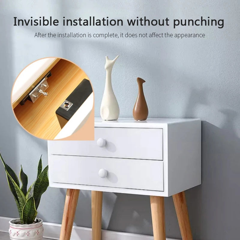 Fechadura Eletrônica Invisível para Gavetas com RFID – Smart Lock com Cartão e Controle por App | Instalação Fácil e Segurança Discreta para Móveis e Armários