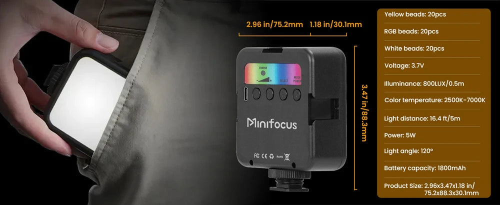 Mini RGB Video Light - Iluminação Profissional Compacta
