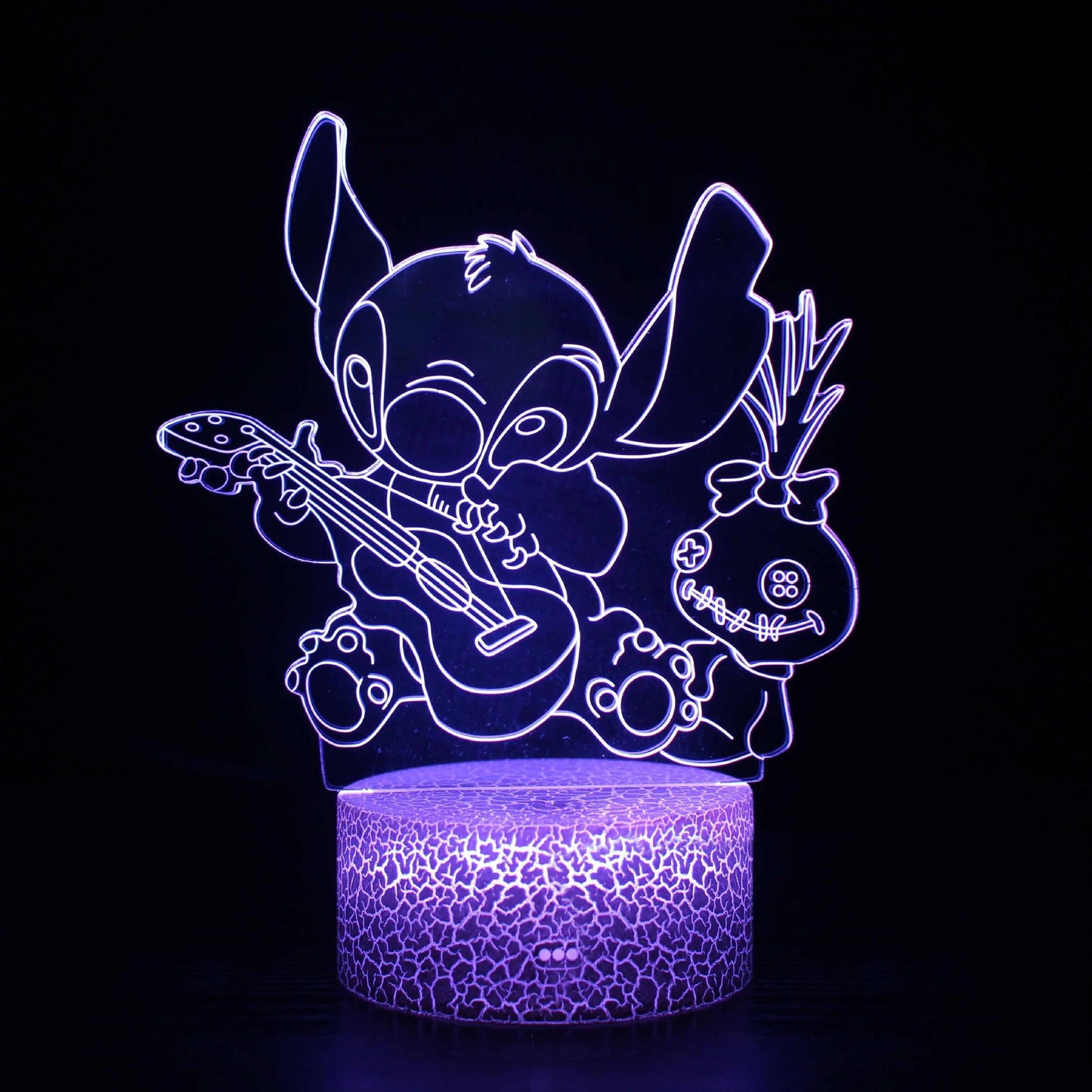 Luminária 3D Noturna Stitch – Controle Remoto, Toque Inteligente e Decoração Divertida