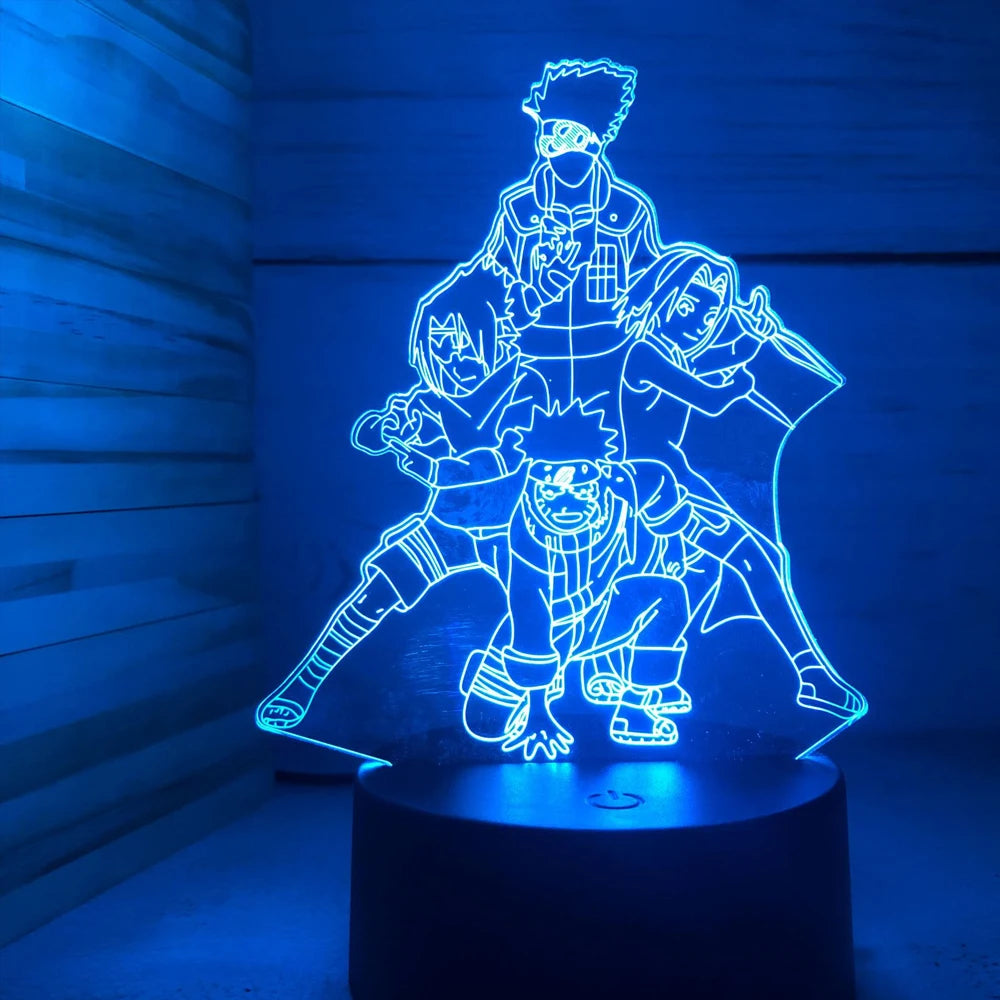 Lâmpada LED Naruto Uzumaki 3D - Akatsuki, Kakashi Hatake e Itachi Uchiha