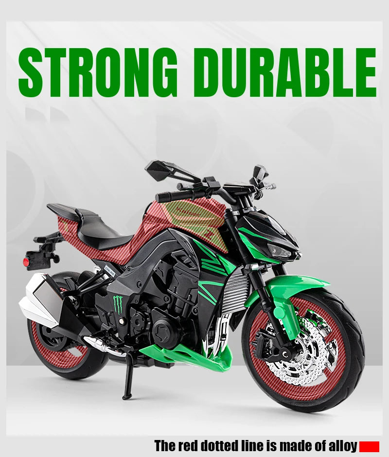 1:12 Kawasaki Z1000 Street Cars Motorcycle Diecast Model Car Alloy Metal With Base Display Collections Hobby Home Decoration Boy