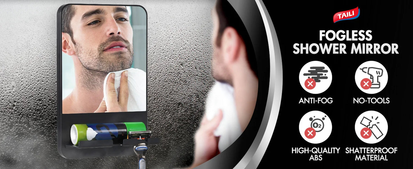 Espelho Antifog TAILI para Banheiro – Ideal para Barbear no Chuveiro!
