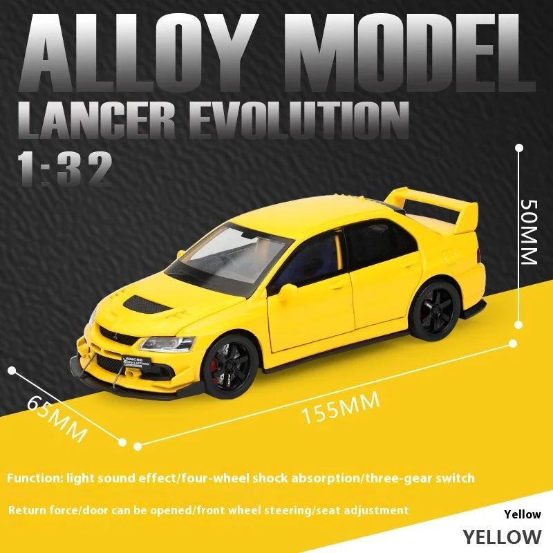 🏎️ Miniatura Mitsubishi Lancer Evolution IX 1:32 Maisto – Supercarro JDM com Luz, Som e Volante à Direita (Diecast)