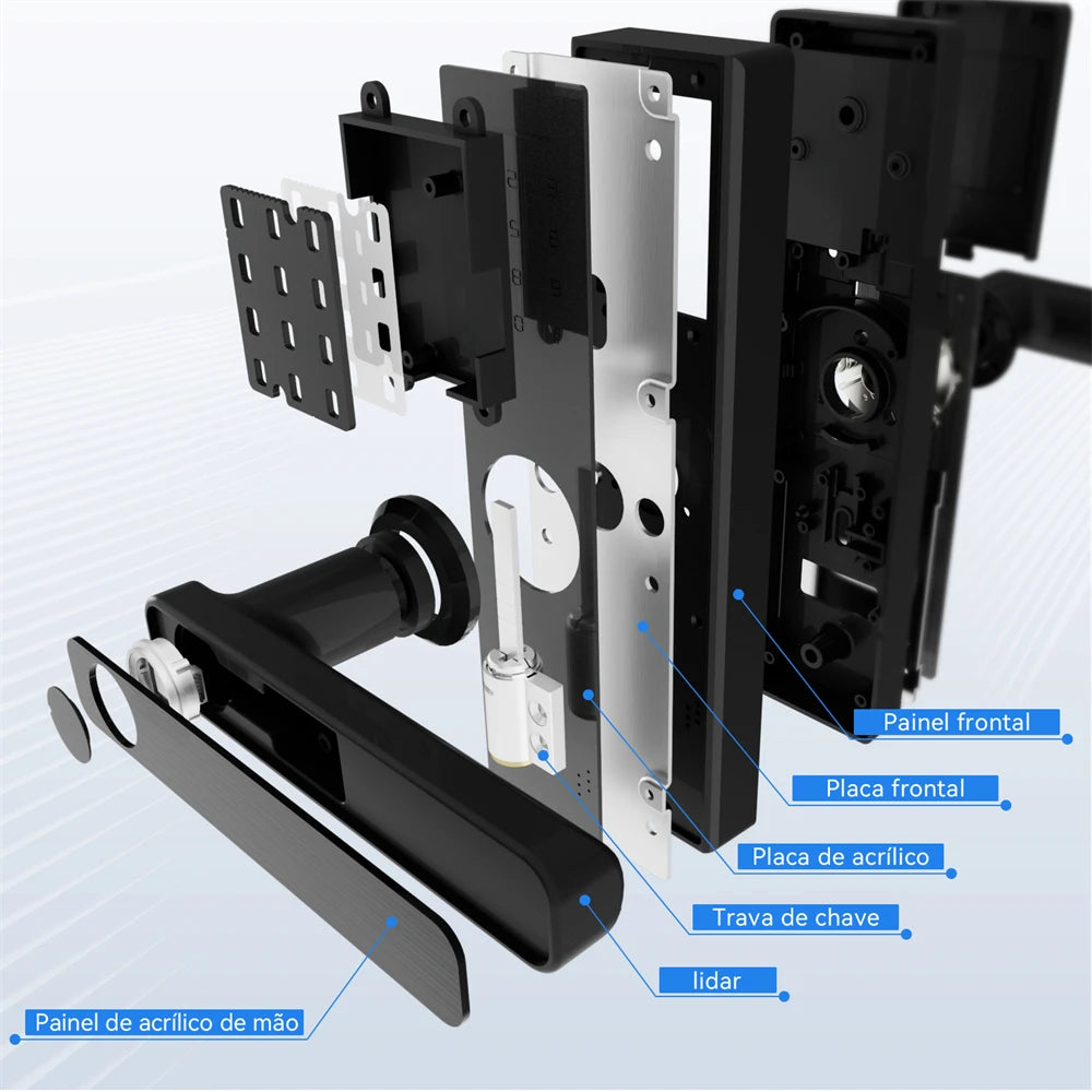 Fechadura Digital Tuya X1 Wi-Fi com Câmera, Biometria e Reconhecimento de Veia | Desbloqueio por App, Senha, Cartão e Chave | IP66 à Prova d’Água