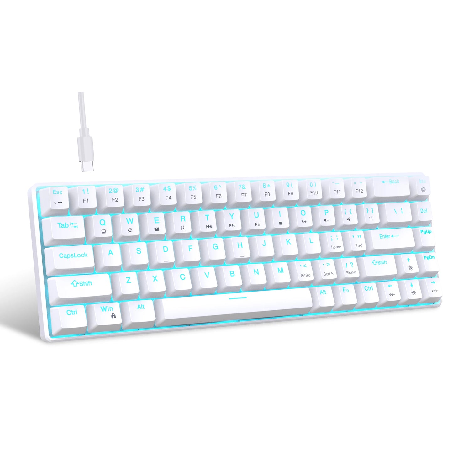 Teclado Mecânico 68 Teclas RGB – Switch Azul, Hot Swappable, Ergonômico para Jogos e Escritório