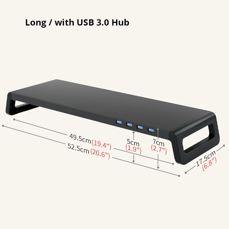 Suporte para Monitor com ou sem Hub USB 3.0 – Elevação Ergonômica e Organização para Desktop