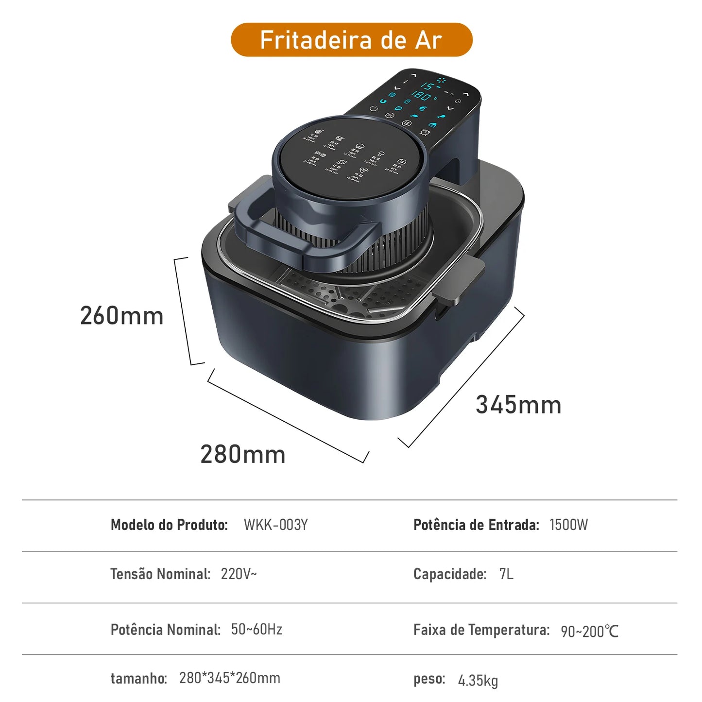 Air Fryer 7L 220V – Fritadeira Elétrica Sem Óleo