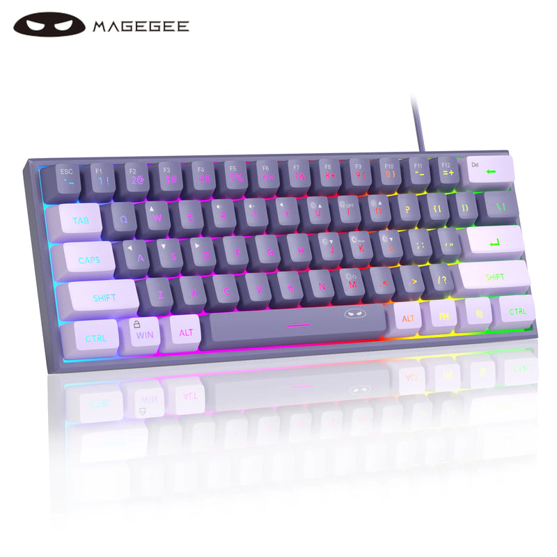 MageGee Mini 60% Gaming Keyboard – Teclado Compacto e Ergonômico com Retroiluminação RGB