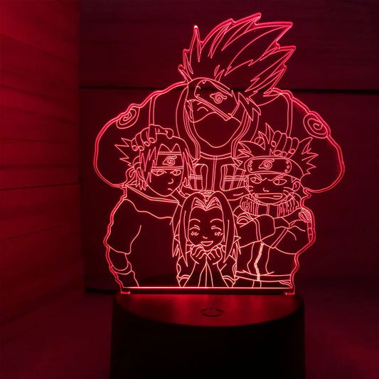 Lâmpada LED Naruto Uzumaki 3D - Akatsuki, Kakashi Hatake e Itachi Uchiha