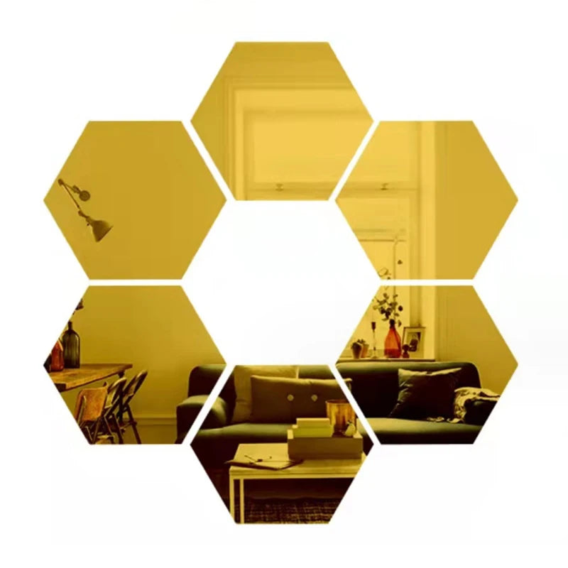 Adesivo de Espelho 3D Hexagonal para Parede - Decoração Moderna e Personalizada