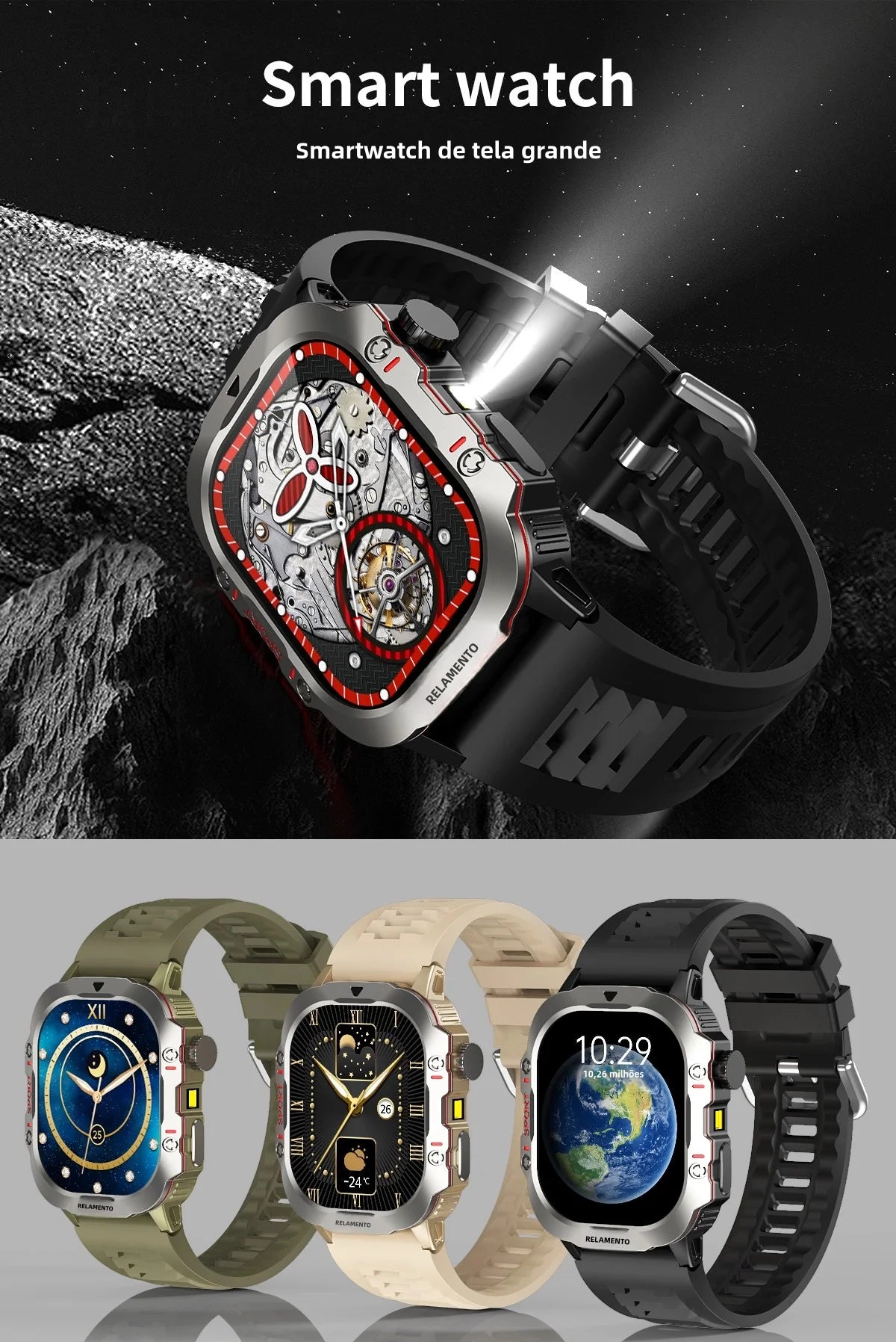 Smartwatch Esportivo 2.01" com Monitor de Saúde e Chamadas Bluetooth