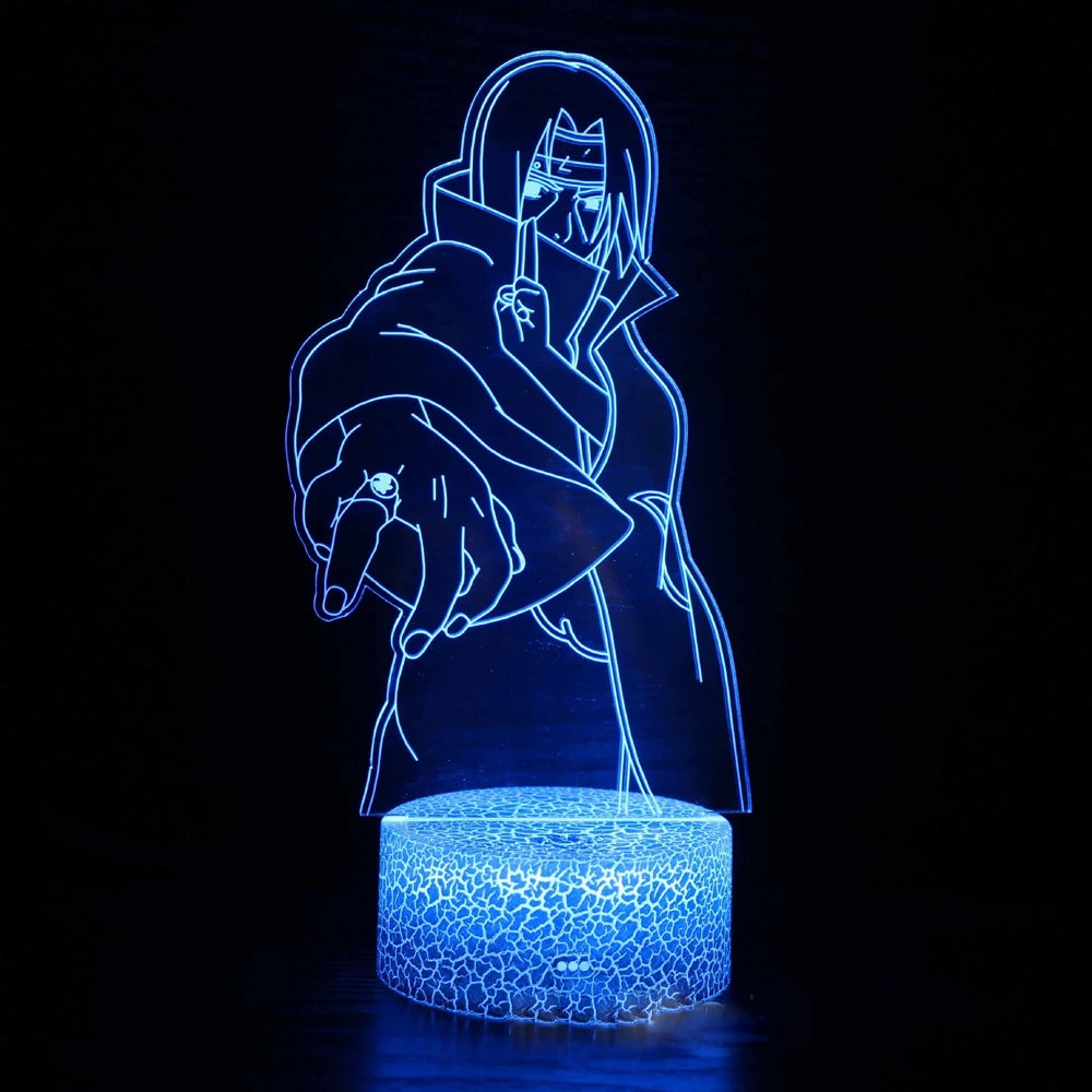 Lâmpada LED Naruto Uzumaki 3D - Akatsuki, Kakashi Hatake e Itachi Uchiha