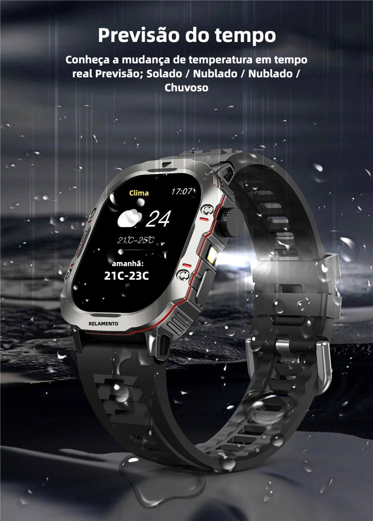 Smartwatch Esportivo 2.01" com Monitor de Saúde e Chamadas Bluetooth