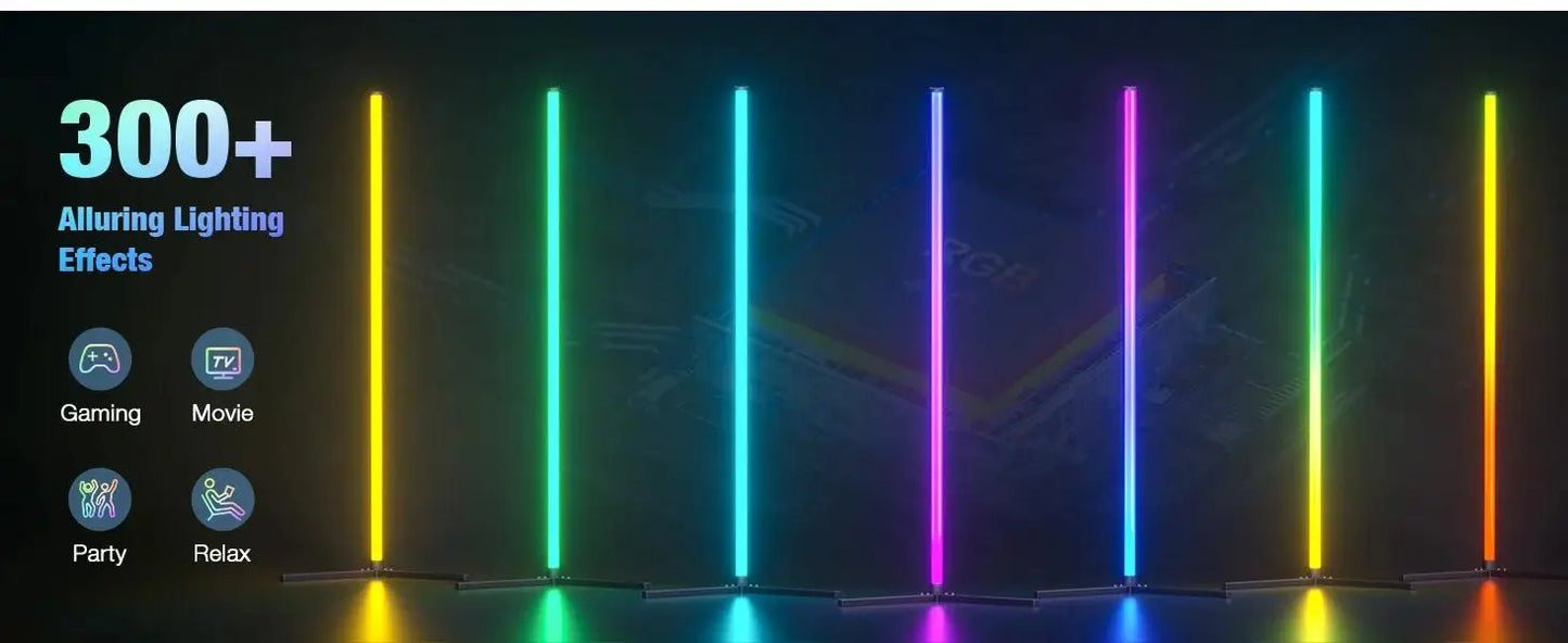 Lâmpada de Chão RGB Dream Color com Sincronização Musical – Mudança de Cor com 16 Milhões de Opções para Quarto e Sala de Estar