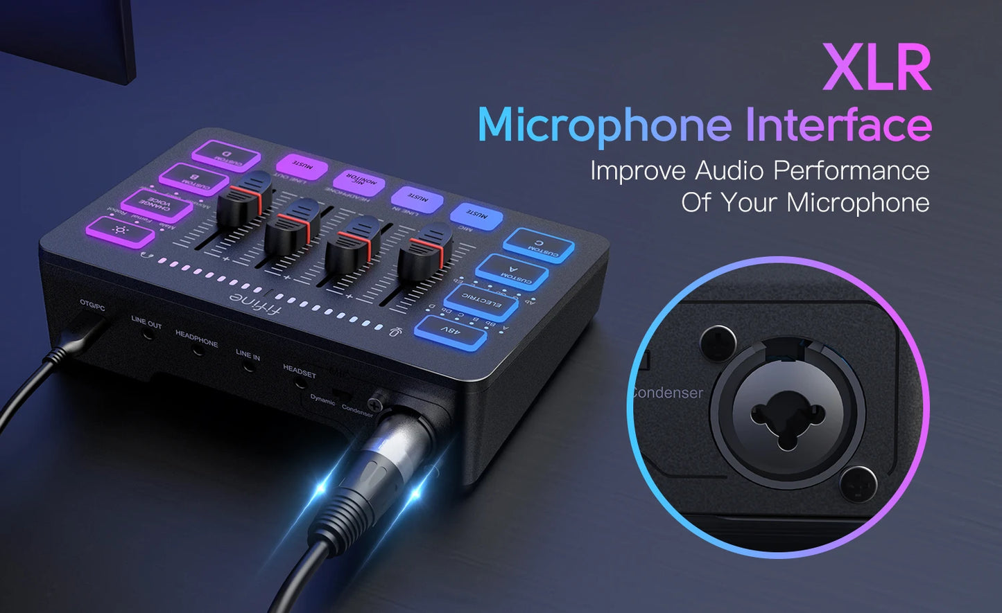FIFINE Gaming Audio Mixer – AmpliGame SC3 | Mixer RGB 4 Canais para Streaming, Podcast e Game Voice!