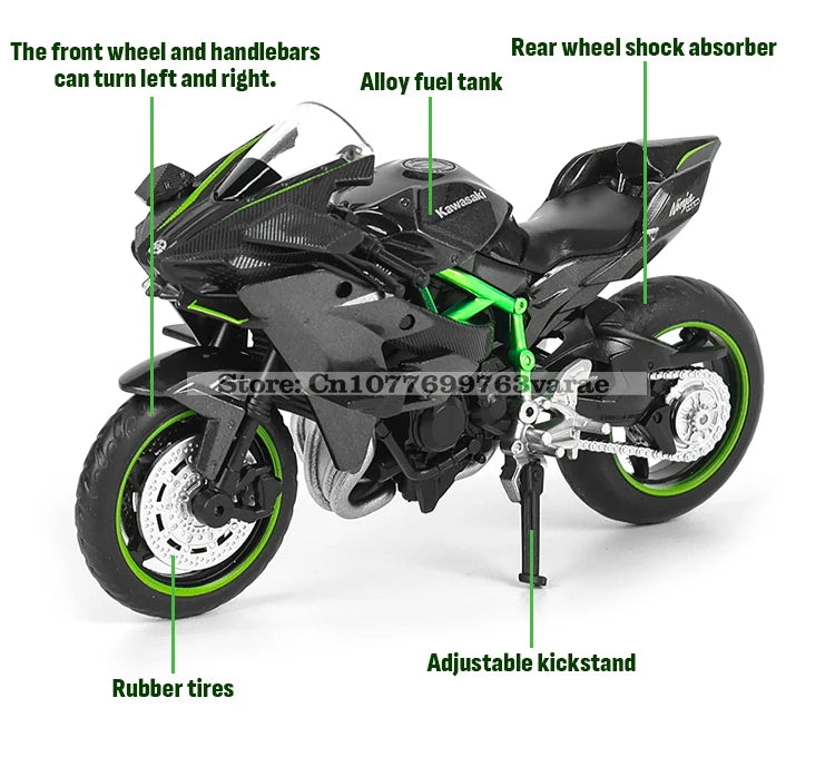 🏍️ Miniaturas de Motos Kawasaki Ninja H2R, Suzuki GSX-R1000 e Yamaha YZF-R1 1:18 MSZ – Modelos Estáticos Colecionáveis (Diecast)