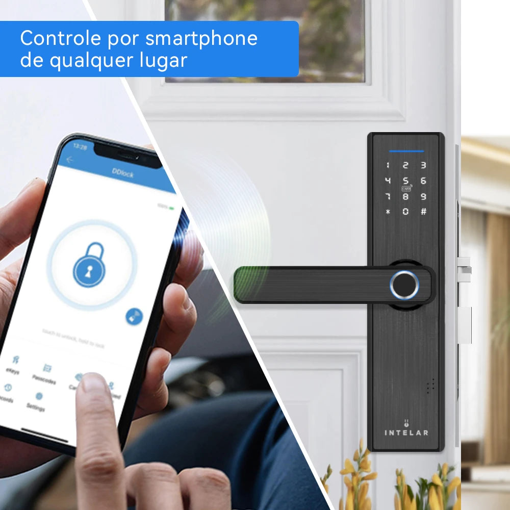 Fechadura Digital Tuya X1 Wi-Fi com Câmera, Biometria e Reconhecimento de Veia | Desbloqueio por App, Senha, Cartão e Chave | IP66 à Prova d’Água