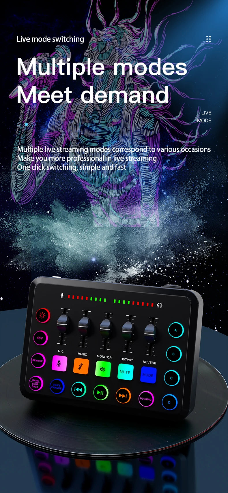 F11 Live Sound Card Streaming – Mixagem Profissional para Streaming e Podcast