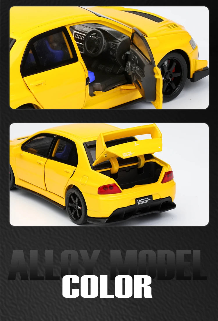 🏎️ Miniatura Mitsubishi Lancer Evolution IX 1:32 Maisto – Supercarro JDM com Luz, Som e Volante à Direita (Diecast)