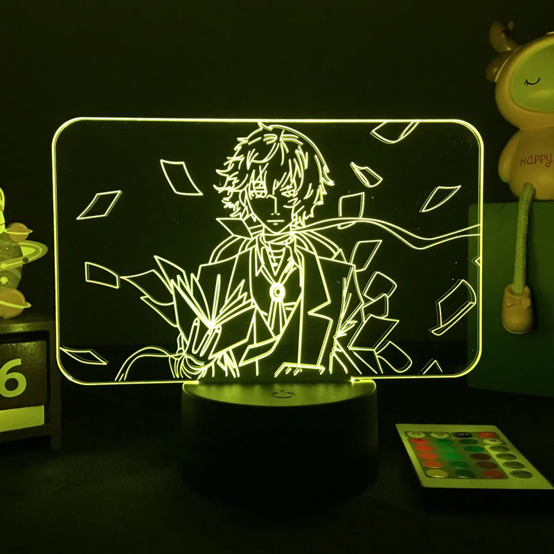 Luminária 3D LED Bungo Stray Dogs – Decoração Anime para Quarto, Presente Criativo