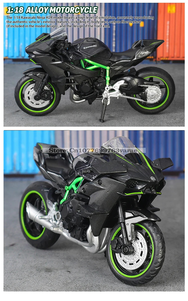 🏍️ Miniaturas de Motos Kawasaki Ninja H2R, Suzuki GSX-R1000 e Yamaha YZF-R1 1:18 MSZ – Modelos Estáticos Colecionáveis (Diecast)