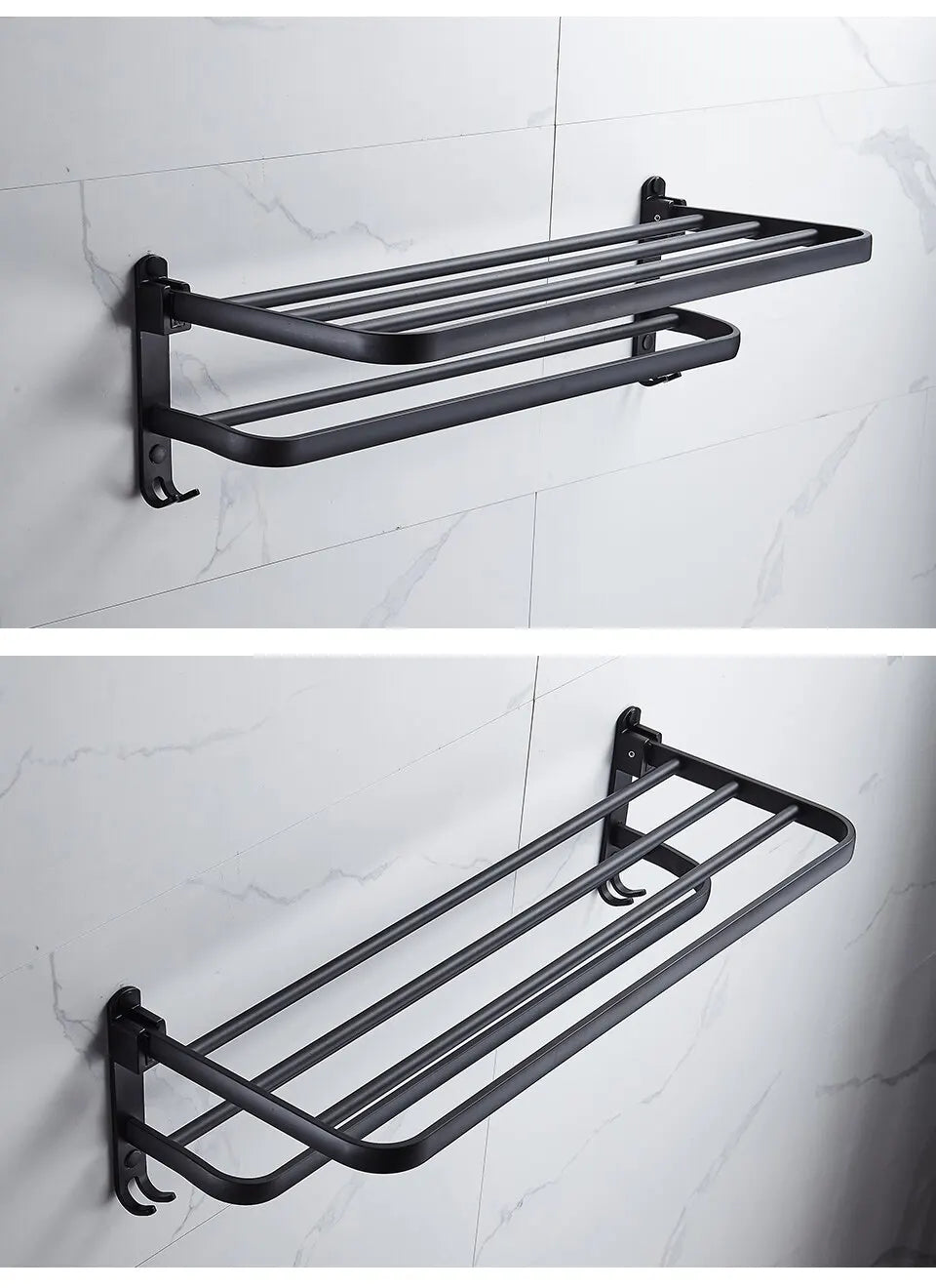 Suporte de Toalha Dobrável Preto Fosco - Elegância e Funcionalidade!